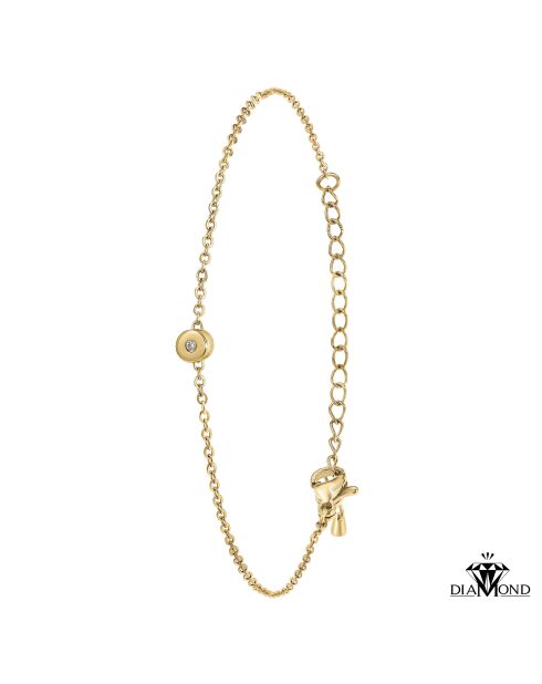 Edelstahlarmband, verziert mit einem echten goldenen Diamanten