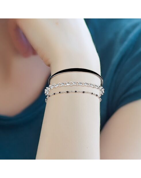 Set van 3 zwarte roestvrijstalen armbanden