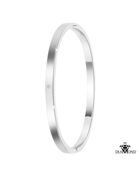 Edelstahlarmband, verziert mit einem echten silbernen Diamanten