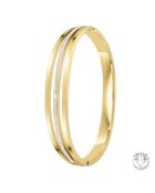 Edelstahlarmband, verziert mit funkelnden Goldkristallen