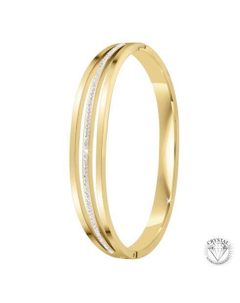 Edelstahlarmband, verziert mit funkelnden Goldkristallen