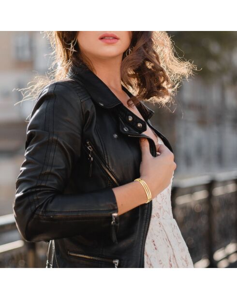 Edelstahlarmband, verziert mit funkelnden Goldkristallen