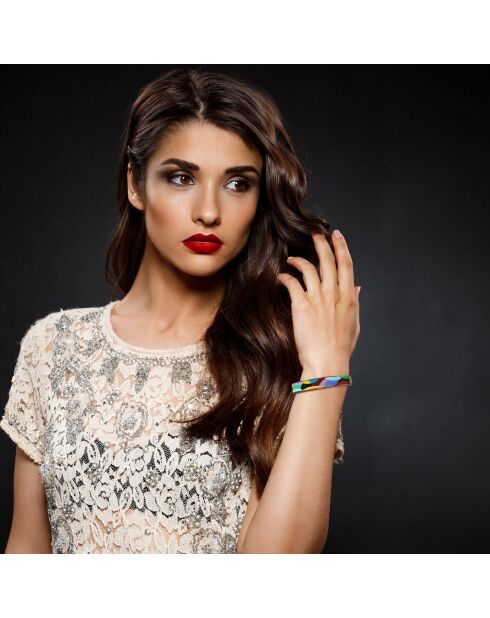 Bracciale in acciaio inossidabile in resina colorata con colori multicolor