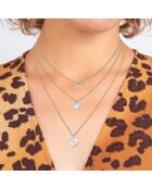 Mehrreihige Halskette, verziert mit einem echten silbernen weißen Diamanten