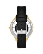 Orologio elegante decorato con scintillanti cristalli dorati/neri