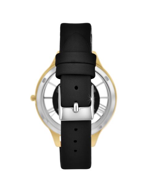 Orologio elegante decorato con scintillanti cristalli dorati/neri