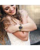 Orologio elegante decorato con scintillanti cristalli dorati/neri