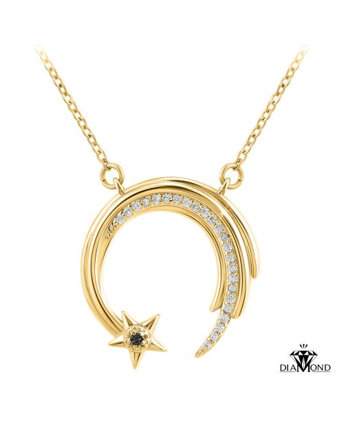 Collier Etoile Filante orné d'un véritable diamant noir doré