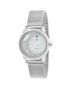 Elegant horloge versierd met een zwarte diamant en fonkelende zilveren kristallen