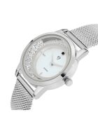 Elegant horloge versierd met een zwarte diamant en fonkelende zilveren kristallen