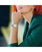 Elegant horloge versierd met een zwarte diamant en fonkelende zilveren kristallen