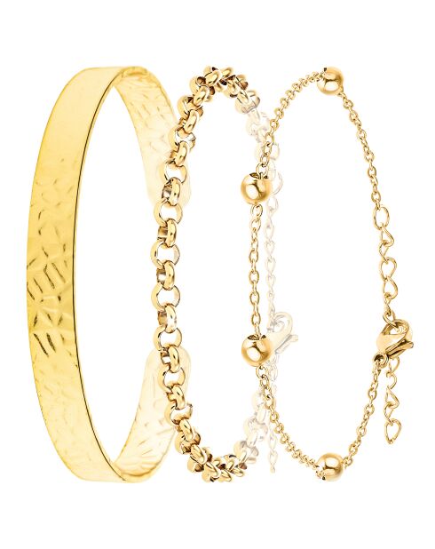 Set van 3 gouden B2500 roestvrijstalen armbanden