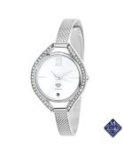 Lana-Uhr, verziert mit einem echten schwarzen Diamanten und 46 funkelnden Silberkristallen