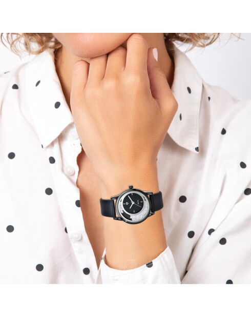 Montre ornée de cristaux Swarovski MF547 noire