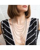 Collier multi rangs en acier inoxydable argenté