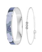 Set van 2 roestvrijstalen armbanden B4344 zilver/veelkleurig