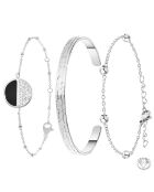 Set mit 3 silbernen B2313 Edelstahlarmbändern