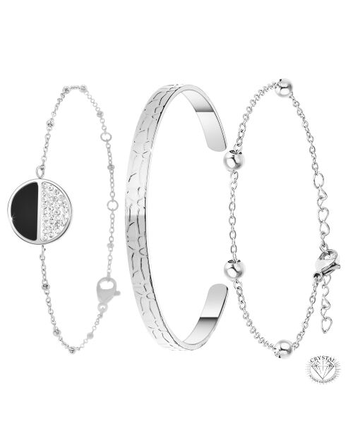 Set van 3 zilveren B2313 roestvrijstalen armbanden