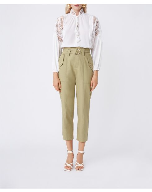 Khakifarbene Hose Jossie aus Baumwolle und Leinen