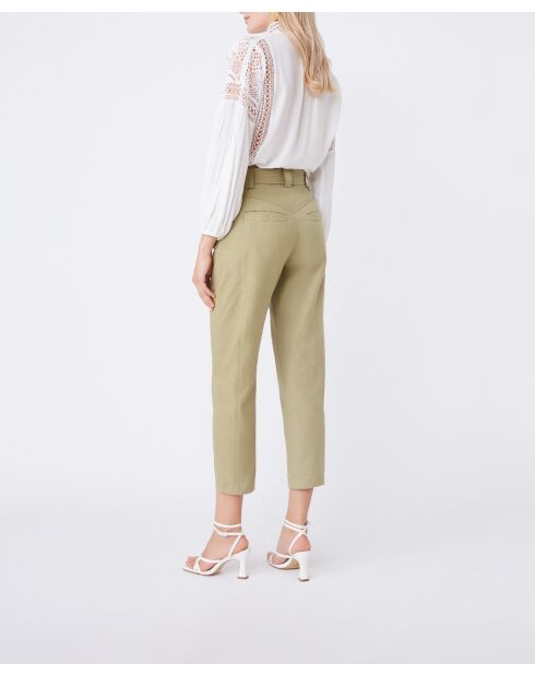 Khakifarbene Hose Jossie aus Baumwolle und Leinen