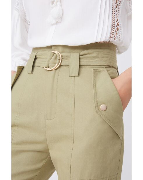 Khakifarbene Hose Jossie aus Baumwolle und Leinen