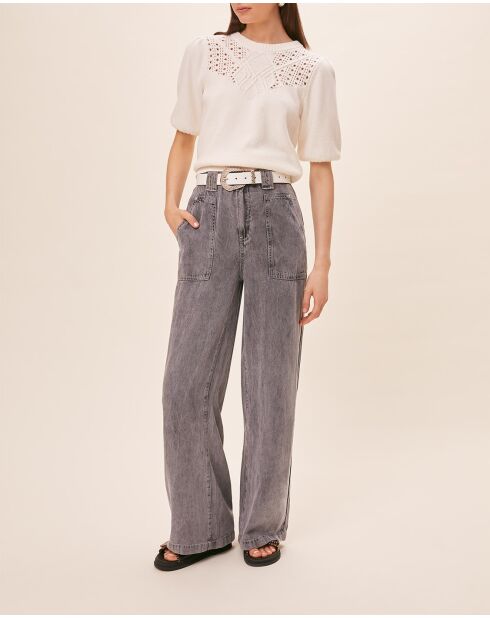 Cremefarbener Pleyel-Pullover