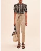 Khakifarbene Hose Joshua aus Baumwolle und Leinen
