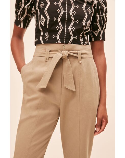 Khakifarbene Hose Joshua aus Baumwolle und Leinen