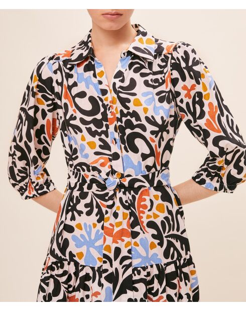 Crèmekleurige jurk van linnenmix Cadix