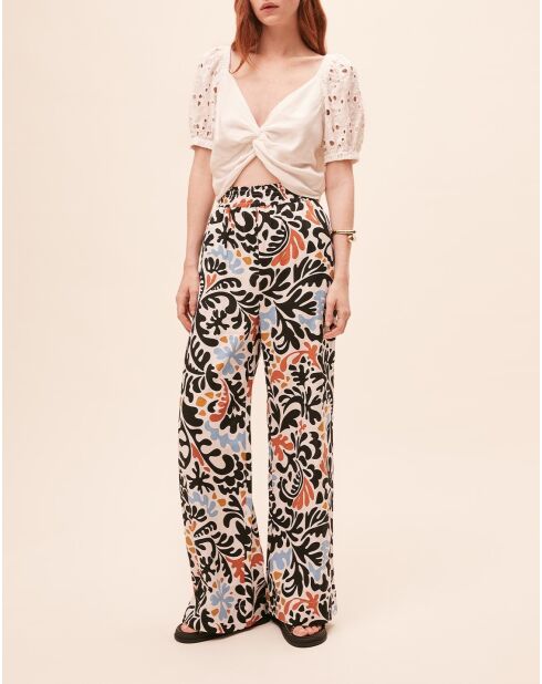 Jahel cremefarbene Hose aus Leinenmischung