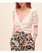 Jahel cremefarbene Hose aus Leinenmischung