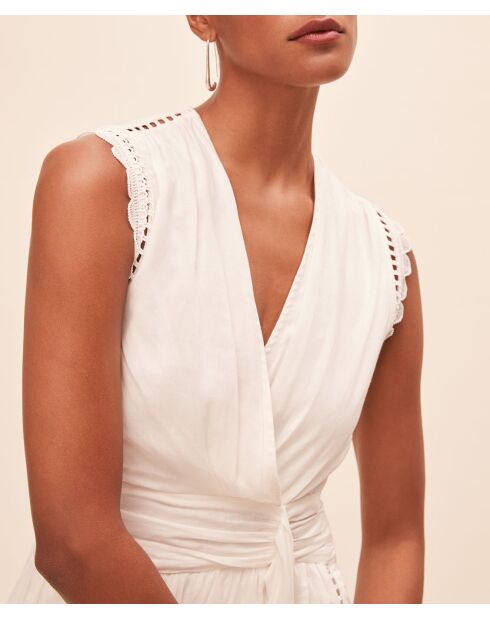 Cremefarbenes Camila Leinenmischkleid