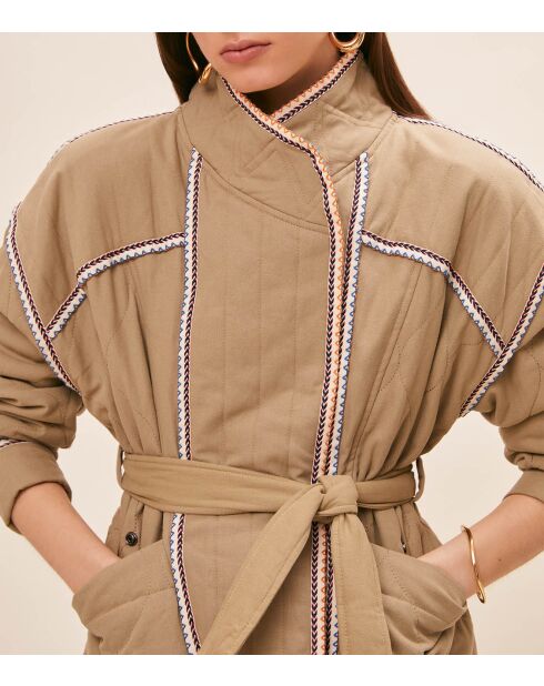 Manteau en Coton & Lin Enzo kaki