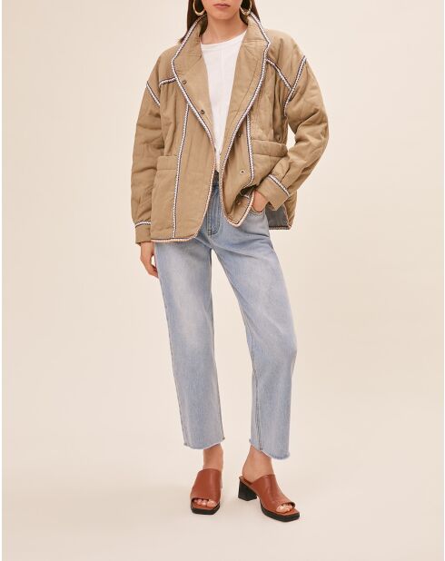 Manteau en Coton & Lin Enzo kaki