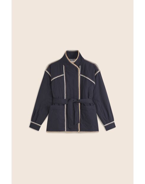 Manteau en Coton & Lin Enzo bleu nuit