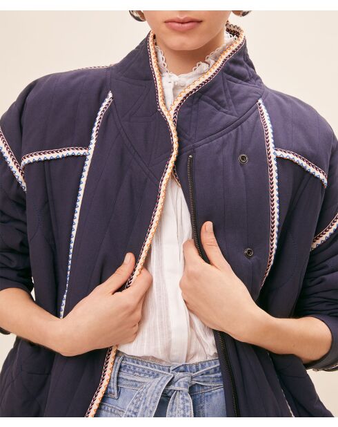 Manteau en Coton & Lin Enzo bleu nuit