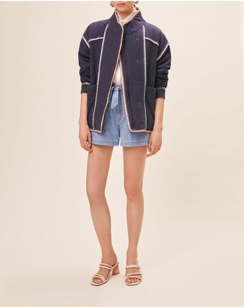 Manteau en Coton & Lin Enzo bleu nuit