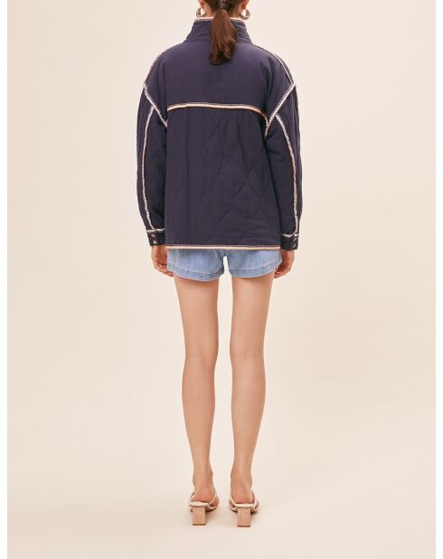 Manteau en Coton & Lin Enzo bleu nuit