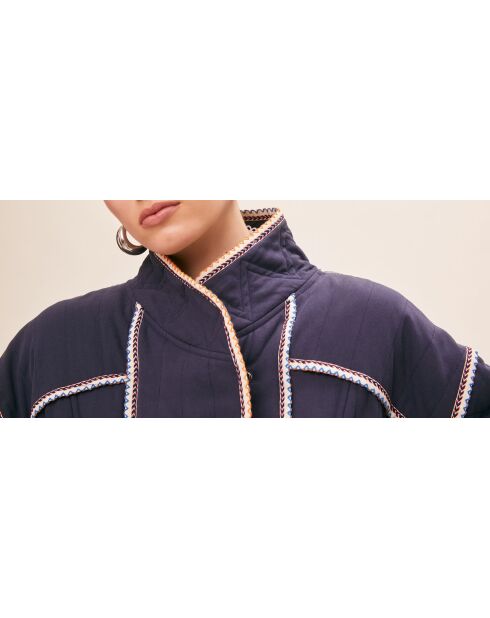 Manteau en Coton & Lin Enzo bleu nuit