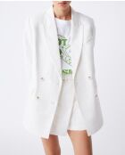 Gebroken witte Deneza jas van katoen en linnen