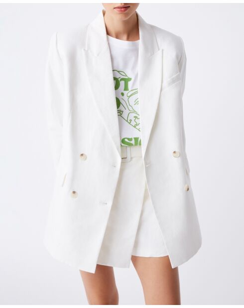 Cremefarbene Deneza-Jacke aus Baumwolle und Leinen