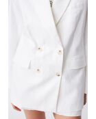 Gebroken witte Deneza jas van katoen en linnen