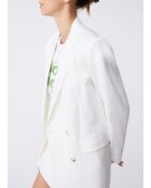 Gebroken witte Deneza jas van katoen en linnen