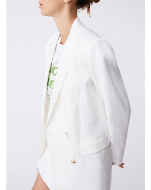 Cremefarbene Deneza-Jacke aus Baumwolle und Leinen