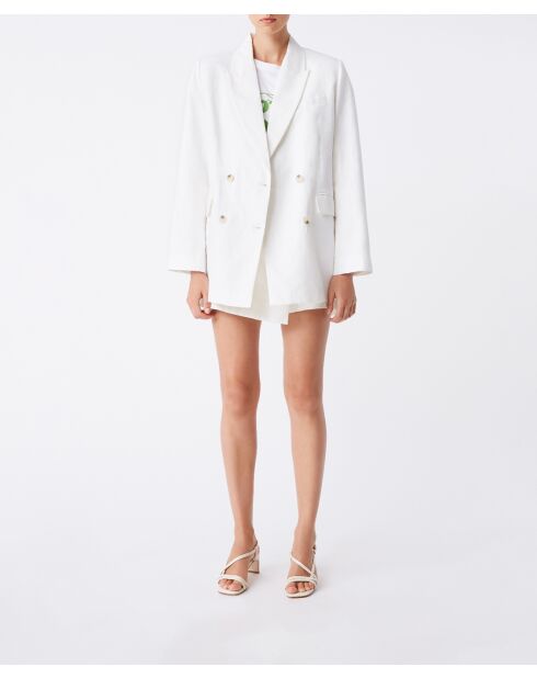 Cremefarbene Deneza-Jacke aus Baumwolle und Leinen