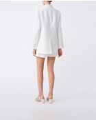 Gebroken witte Deneza jas van katoen en linnen