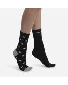 2 pares de calcetines de algodón estilo lunares negros