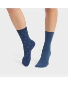 2 Paires de Chaussettes Bamboo Fancy Wild Flowers bleues