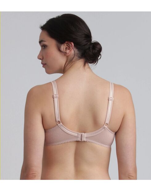 Ineinandergreifender BH mit gekreuztem Herz aus beiger Mikrofaser