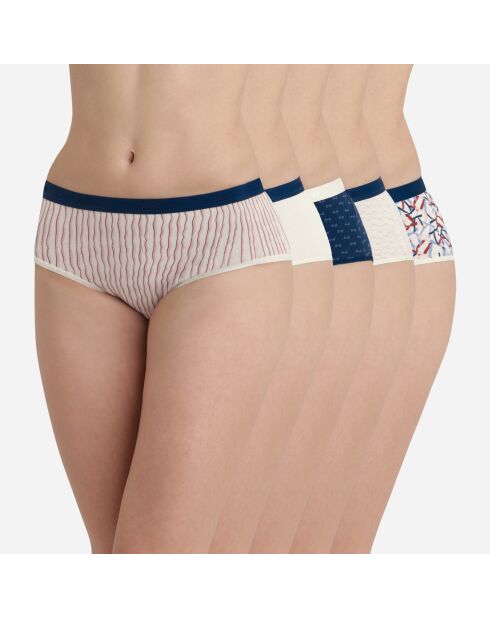 5 mehrfarbige Les Pockets Baumwoll-Boxershorts für Damen